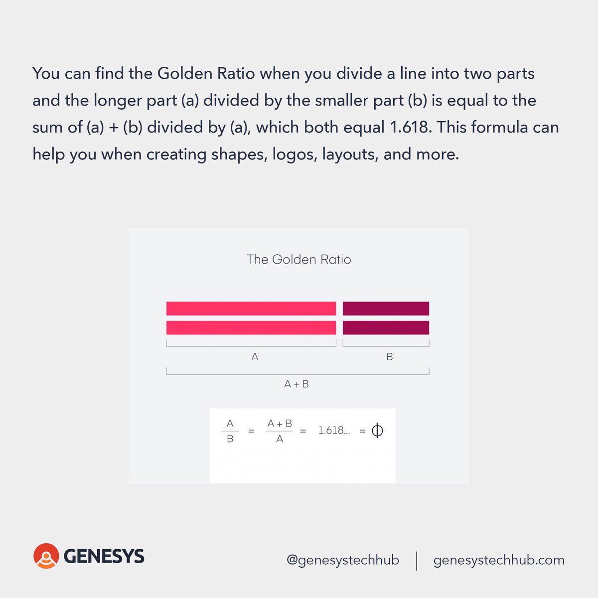 Hey guys!Thanks to David, our amazing head of product design, we are starting a Product Design Learning Series called  #DesignWithMong where we’ll examine all things design. Today we begin with Golden Ratios! #weAreGenesys  #GoldenRatio  #DesignWithMong  #designthinking