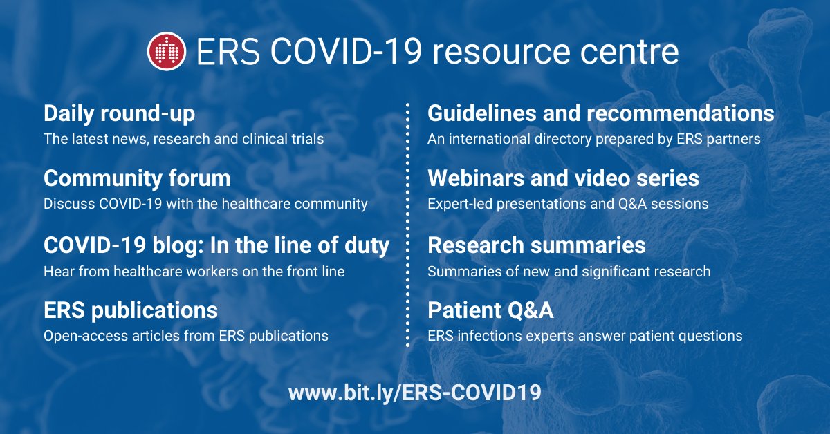 Did you know that ERS has developed a COVID-19 resource centre? Providing a range of up-to-date resources to support healthcare workers during this challenging time. Access for free: bit.ly/ERS-COVID19