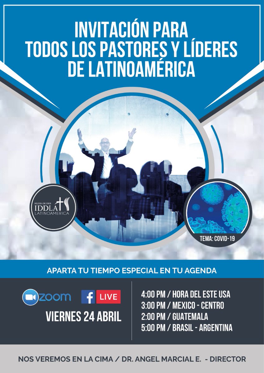 iddla's tweet photo. HOY HISTÓRICA CONVOCATORIA PASTORAL
Guatemala 2:00pm -MéxicoCentro y Ecuador 3:00pm, Este EUA 4:00pm, Brasil y Argentina 5:00pm

✅ Convocatoria para los pastores y pastoras de TODA Latinoamérica.
✅ Mayores detalles con su obispo nacional y territorial/regional. https://t.co/rYqHWp9PVi