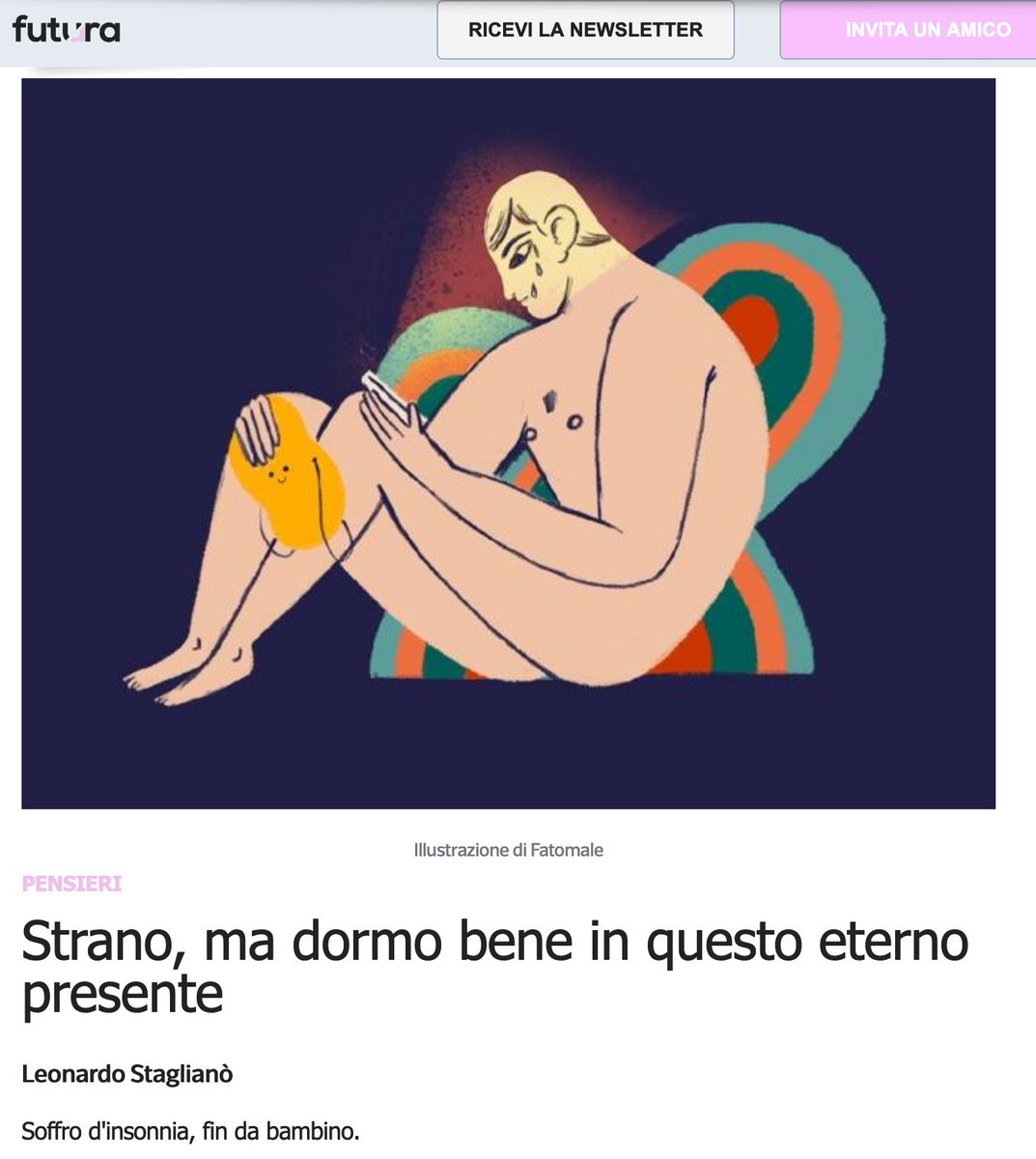 un mio racconto su queste notti in quarantena, oggi su <a href="/FuturaCorriere/">FuturaCorriere</a> 

qui il link: corriere.it/futura/23-04-2…