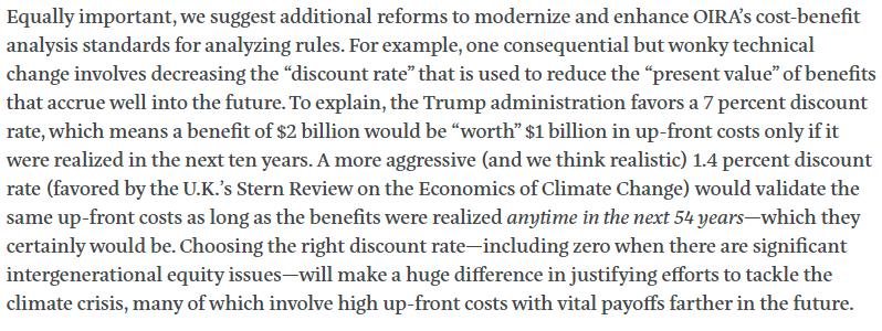 Wonky but consequential example: if you write off benefits that occur decades in the future, climate regulations will rarely pass a cost-benefit analysis. The decisions made by OIRA, as the discount rate cop and peer reviewer, matter hugely and often red-light strong actions.