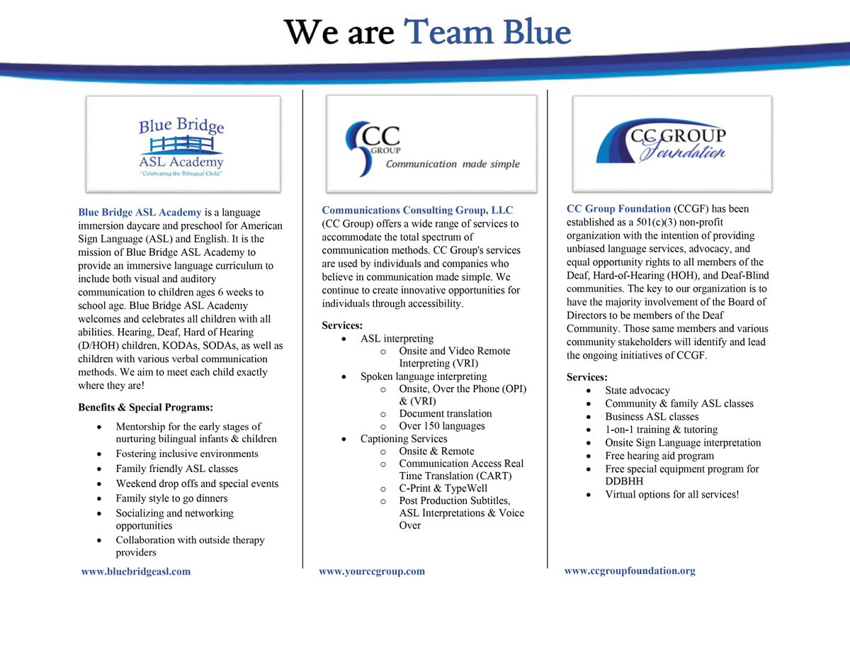 AslBridge's tweet photo. #AccessbyBlue #CCGroup #CCGroupFoundation #ASLBridge   #TeamBlue #ASL #Deaf https://t.co/RdWQIjzerr