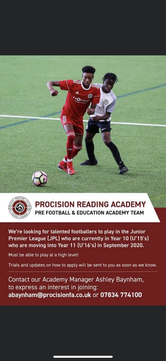 MrA_Prospect's tweet photo. Calling all Yr10 @prospectschool aspiring professional footballers - @ProcisionRdg are looking to hold trials for the U16 squad. Check out the info below..... https://t.co/nTfuMISto7
