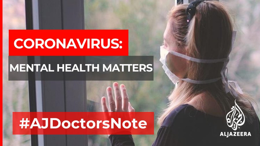 THREAD 👇

How does #coronavirus affect our physical and mental health?

We provide answers in our #AJDoctorsNote series to the most frequently asked questions:

1- How can you deal with stress and anxiety amid the #coronavirus pandemic? aje.io/d6ghv
