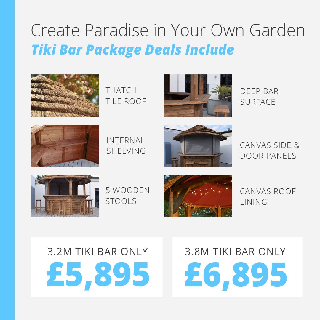 Make the most of your outdoor space with a beautifully crafted Tiki Bar. 🍹🌴

Everything included package deals are available right now in our Big Spring Sale! But hurry, sale ends soon.