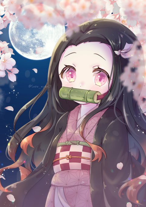 花絹すずさんがTwitterに投稿した竈門禰豆子(鬼滅の刃)のイラスト。