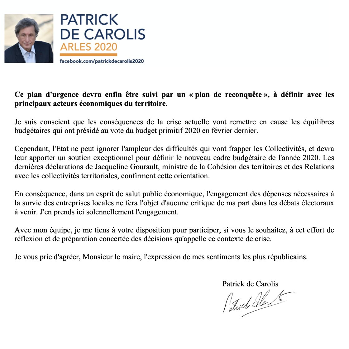 CarolisPatrick's tweet photo. Lettre au Maire d'#Arles @HerveSchiavetti  !
Très inquiet pour l'avenir des entreprises et des acteurs économiques de la @VilledArles  et du @paysarles, j'ai envoyé un courrier demandant de prendre les mesures d'urgence nécessaires à la survie de nos #entreprises.
@CCIPAYSARLES https://t.co/JueP3ycjnD