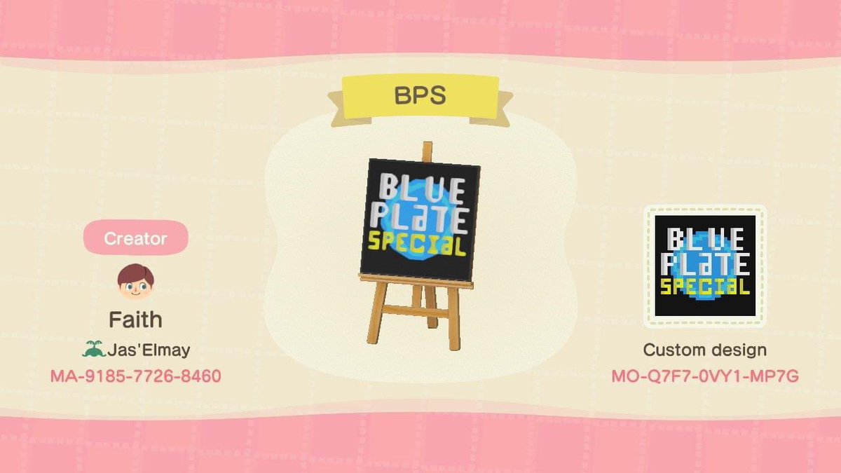 bpsimprov's tweet image. Hi. We miss you all very much and as soon as it’s safe no one will be happier to be on stage again than us. In the meantime, we’re playing a lot of #AnimalCrossingNH and our very own @PlaythFaith made that sweet Blue Plate swag for your island. Yes, yes!
