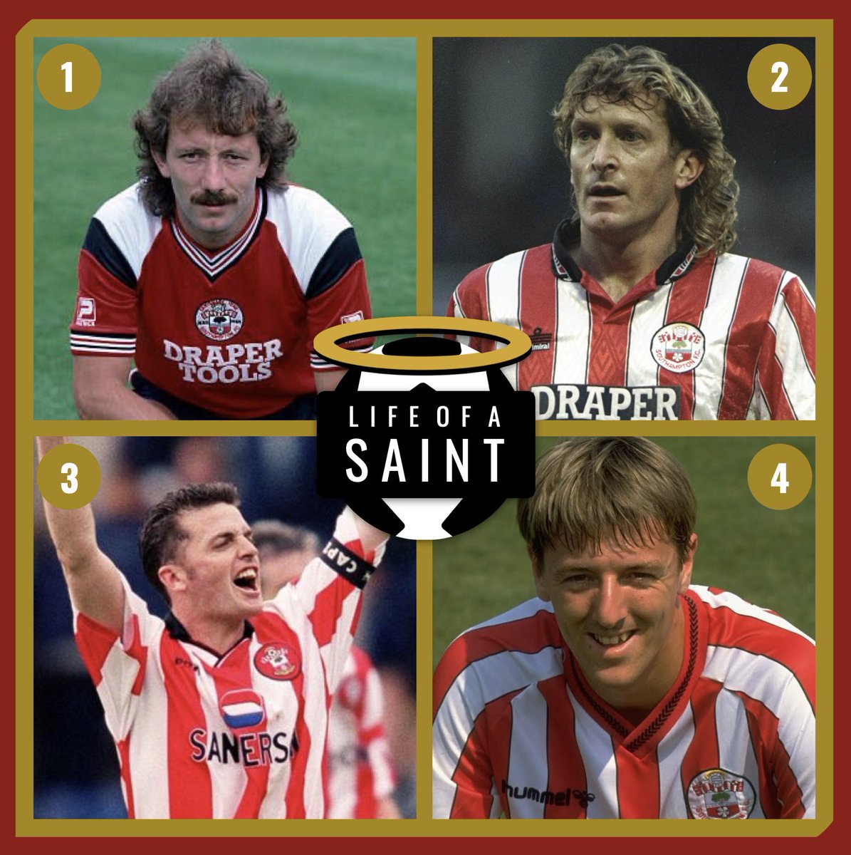 LifeOfASaint85's tweet photo. Itโs all about #Captains today ... 4 Southampton greats who all feature in the book ... If you had to pick one to give the armband to who would it be and why?
1: #JimmyCase
2: #GlennCockerill
3: #JasonDodd
4: @mattletiss7
#LifeOfASaint #SaintsFC #WeMarchOn #Southampton #RT https://t.co/CcG5d75ExB