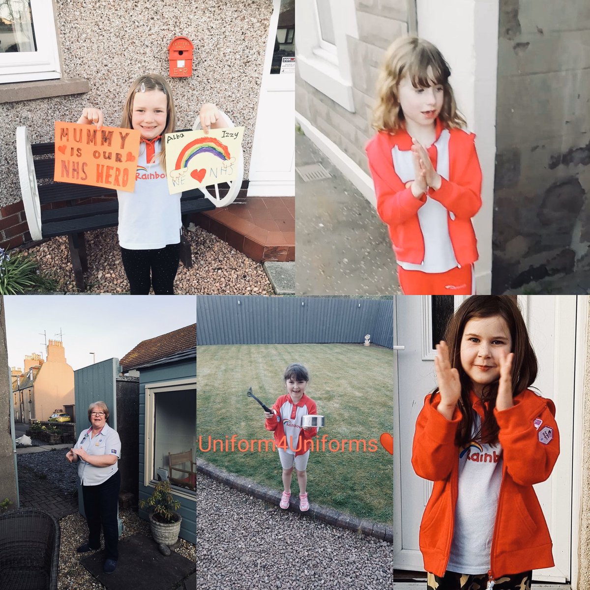 GGuidingAngus's tweet photo. 1st Montrose Rainbows were out clapping for key workers last night after their first Zoom meeting 🌈👏🏻 https://t.co/OlTshQMsHz