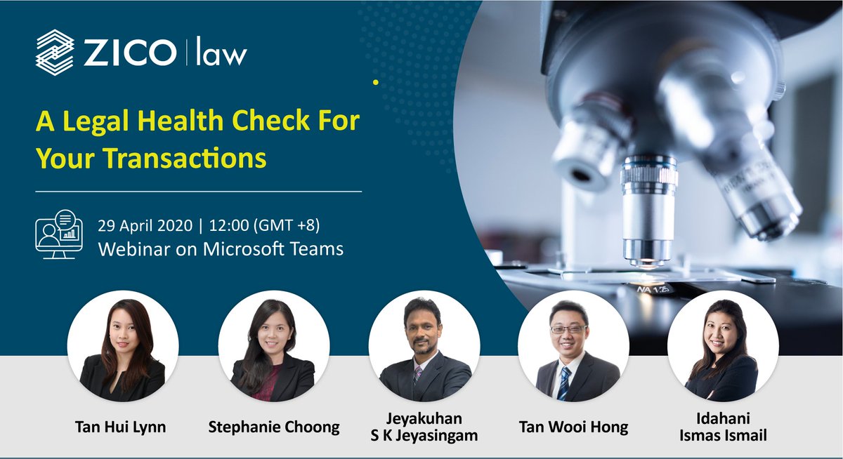 Join our next webinar for a legal health check as we explore how your existing contracts and on-going M&amp;A transactions are impacted by the COVID-19 pandemic. 

More details here: bit.ly/2S5KZ1t

#mergers #acquisitions #ASEAN