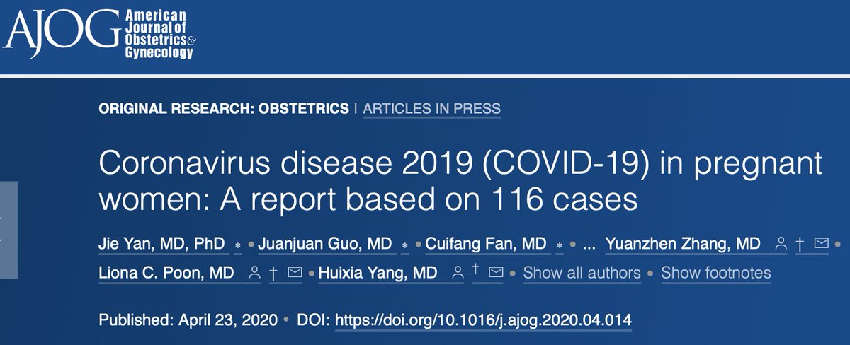 AJOG_thegray's tweet photo. AJOG Release - #Coronavirus disease 2019 (#COVID19) in #pregnant #women: A report based on 116 cases https://t.co/kBb3XFp4Gg #pregnancy #obgyn #NICU @nytimes @CNN @MySMFM @acog @CDCgov https://t.co/qw1hpwemqQ