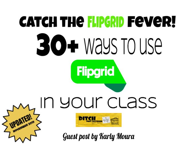 DitchThatTxtbk's tweet photo. Catch the Flipgrid Fever! 

30+ ways to use Flipgrid in your class by Karly Moura

Includes:
💡ideas for using Flipgrid in or out of the classroom
📘 the newest edition of the ebook
➕ more resources!

https://t.co/GTgItl7du6 #ditchbook https://t.co/SxWLmyGdc7