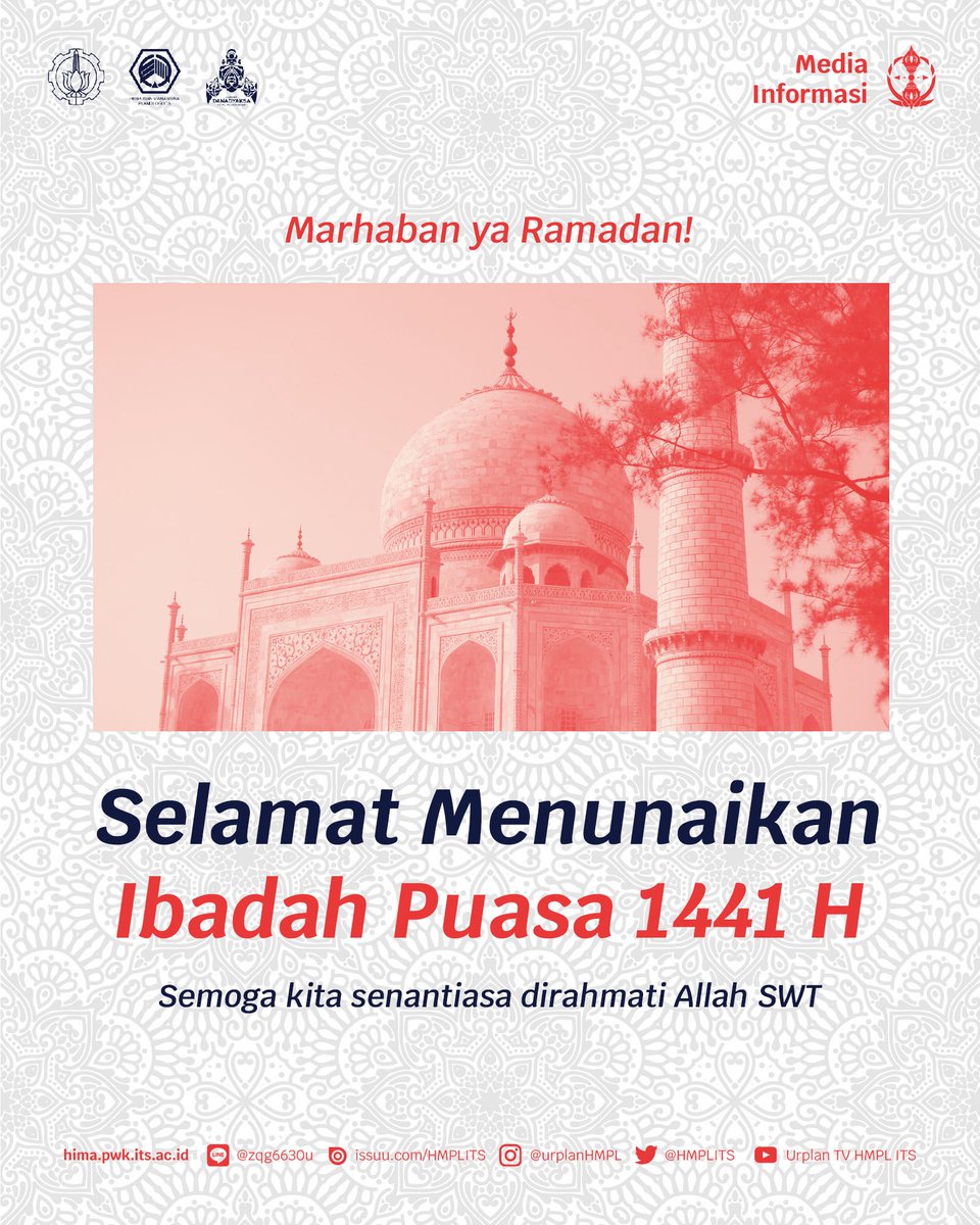 hmplITS's tweet photo. [MARHABAN YA RAMADHAN]

Marhaban ya Ramadhan, bulan suci penuh berkah telah tiba. Saatnya lebih mendekatkan diri pada-Nya, menjauhi keburukan, memperbanyak ibadah. Mohon maaf lahir dan batin.

Segenap HMPL ITS mengucapkan selamat menunaikan ibadah puasa.

#HMPLITS
#ITSSurabaya https://t.co/O7FCsJn6dg