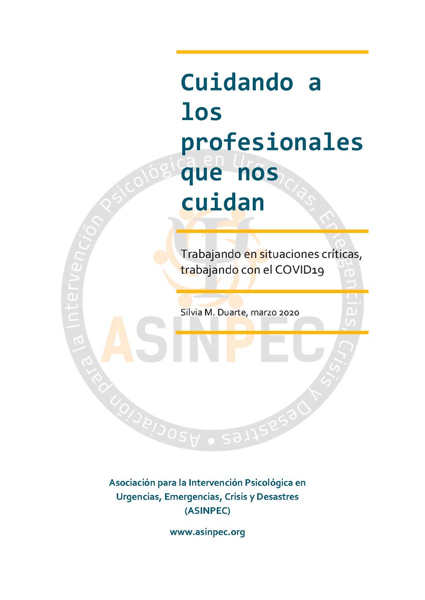 ASINPEC's tweet photo. Guía "𝗖𝘂𝗶𝗱𝗮𝗻𝗱𝗼 𝗮 𝗹𝗼𝘀 𝗽𝗿𝗼𝗳𝗲𝘀𝗶𝗼𝗻𝗮𝗹𝗲𝘀 𝗾𝘂𝗲 𝗻𝗼𝘀 𝗰𝘂𝗶𝗱𝗮𝗻. 𝗧𝗿𝗮𝗯𝗮𝗷𝗮𝗻𝗱𝗼 𝗲𝗻 𝘀𝗶𝘁𝘂𝗮𝗰𝗶𝗼𝗻𝗲𝘀 𝗰𝗿𝗶́𝘁𝗶𝗰𝗮𝘀, 𝘁𝗿𝗮𝗯𝗮𝗷𝗮𝗻𝗱𝗼 𝗰𝗼𝗻 𝗲𝗹 𝗖𝗢𝗩𝗜𝗗𝟭𝟵" https://t.co/EJJdAELbhY https://t.co/bgu3V2RMxC