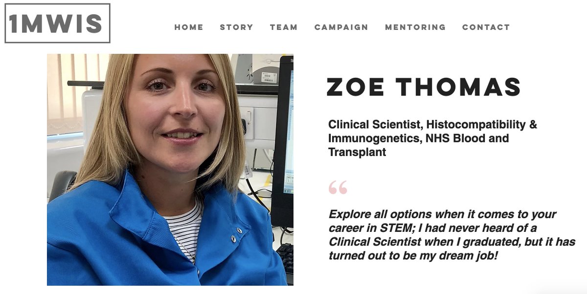 THREAD 38/51 Hey Zoe Thomas - a clinical scientist - who performs compatibility testing for patients requiring transplants. She reminds us to pursue our interests and believe in ourselves & we couldn't agree more! https://www.1mwis.com/profiles/Zoe-Thomas