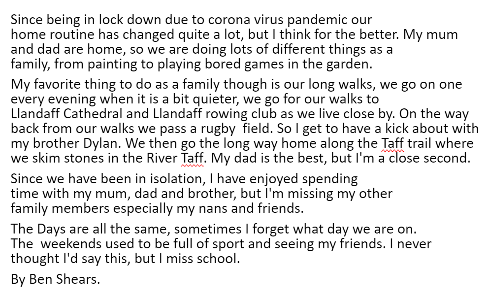CantonianEng1's tweet photo. Ben in Year 9 has written a lovely description of how he and his family are spending their days, plus a bonus lemon drizzle cake recipe! One for @Cant_Enterprise! Da iawn Ben https://t.co/m8sMjt53U8
