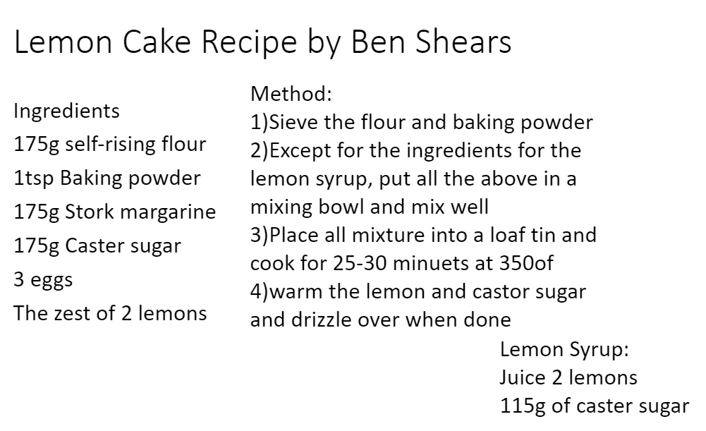 CantonianEng1's tweet photo. Ben in Year 9 has written a lovely description of how he and his family are spending their days, plus a bonus lemon drizzle cake recipe! One for @Cant_Enterprise! Da iawn Ben https://t.co/m8sMjt53U8