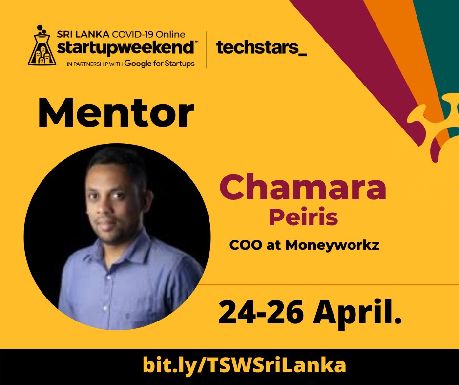 Mentors | Chamara Peiris, COO <a href="/moneyworkzlk/">moneyworkz</a> 

Participants Lets sign-up Discord : discord.gg/9ZcrH3a

#StayHome #Covid19 #Techstars #StartupWeekend #Mentors #APAC #Srilanka #lka
