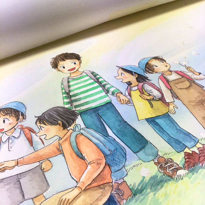 教科書に描き下ろした原画たち 原画結構大きい 宝物 かわいちひろのイラスト