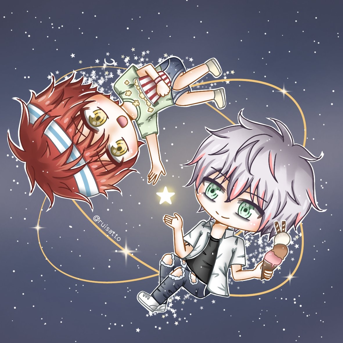 ruisatto's tweet photo. "We're looking at the same stars, right?" ★
#mysticmessenger #choitwins #mysme707 #mysmesaeran #mysmeunknown #mysmesaeyoung #saeyoungchoi #lucielchoi #saeranchoi #raychoi #unknown #ray #otomegame #koreangame #artwork #ArtistOnTwitter https://t.co/h6Nz7HnAYj