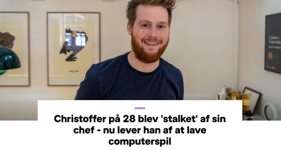 SetSnailStudio's tweet photo. Danmarks Radio did an interview with our game designer @redguychris  about how he got his job at Set Snail and what it’s like to work here. (And yes, his boss is still stalking him)

🇩🇰The article is written in Danish and you can find it here: https://t.co/YUGa21nZyP https://t.co/cwL2687uqH