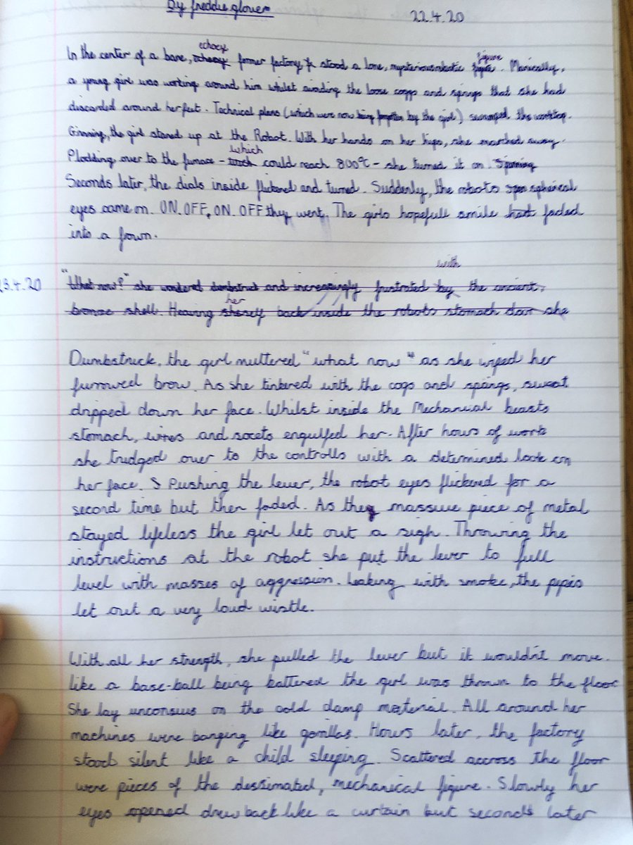 glover_abbie's tweet photo. @RoundhayY5 @MissGJackson1 Freddie’s work, a fantastic effort all week #girlandtherobot thanks you @MissGJackson1 for all the resources https://t.co/CdeNM9geSf