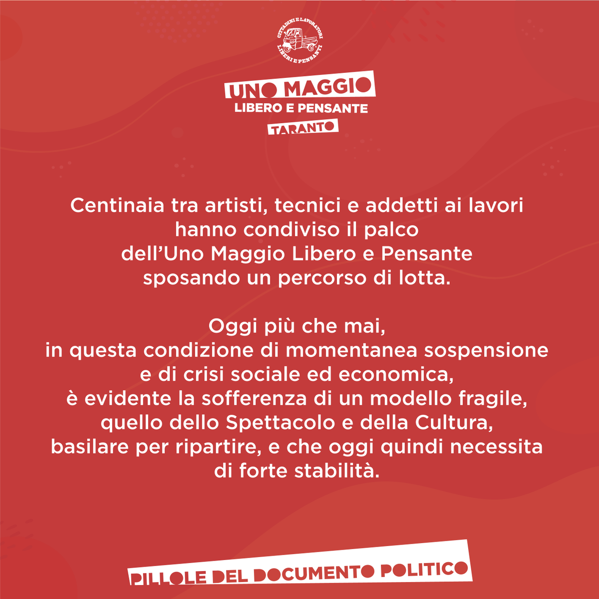 LiberiePensanti's tweet photo. Occorre ripartire rafforzando e sostenendo il settore #cultura. Occorrono anticorpi per superare un
sistema insostenibile. Da anni condividiamo con 
artisti tecnici e addetti ai lavori dello #spettacolo il palco e le intenzioni di #unomaggioliberoepensante #Lavoro #lockdowneffect https://t.co/53iYRydVyr