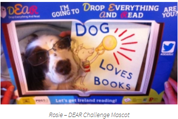 dear_ireland's tweet photo. DEAR Challenge mascot Rosie is getting excited about DEARing at 12 noon 🐶❤️📚 
Wonder what she will read this year?
#eventhedogsarereading #LetGetIrelandReading #DEARIrl https://t.co/xxN9rJ83cJ