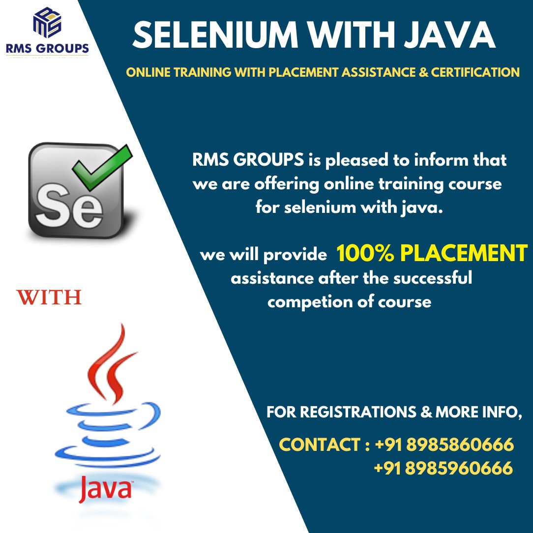 rmsgroups's tweet image. #Java_Online_Training with #Placement_Assistance
For more details, contact @ +91 8985860666
+91 8985960666