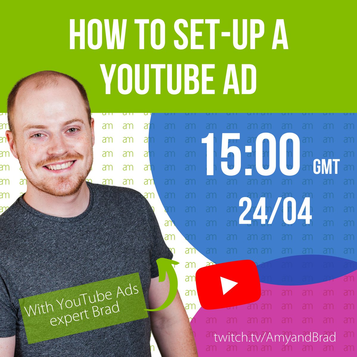 ammarketing's tweet photo. HOW TO SET-UP A @YOUTUBE AD

🔥 Get views on your video content.
🔥 Find new audiences and customers.
🔥 Increase brand awareness.

LIVE at 15:00 (GMT) 24/04 TODAY!
https://t.co/KAhZOxyAC2

#YouTube #DigitalMarketing #Digital #YouTubeAds #GoogleAds #PPC #VideoMarketing #VideoAd https://t.co/NzKJIwCC0z