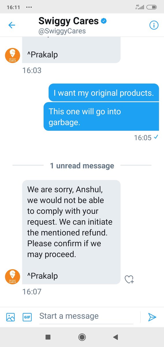 Anshuliima's tweet photo. @SwiggyCares And this is your solution after discussing for an hour. 
Department of consumer affairs, please take strict action @jagograhakjago @irvpaswan @fooddeptgoi @ConsumerAffairs https://t.co/JfvinaQyzC https://t.co/hUCDYYZjMx