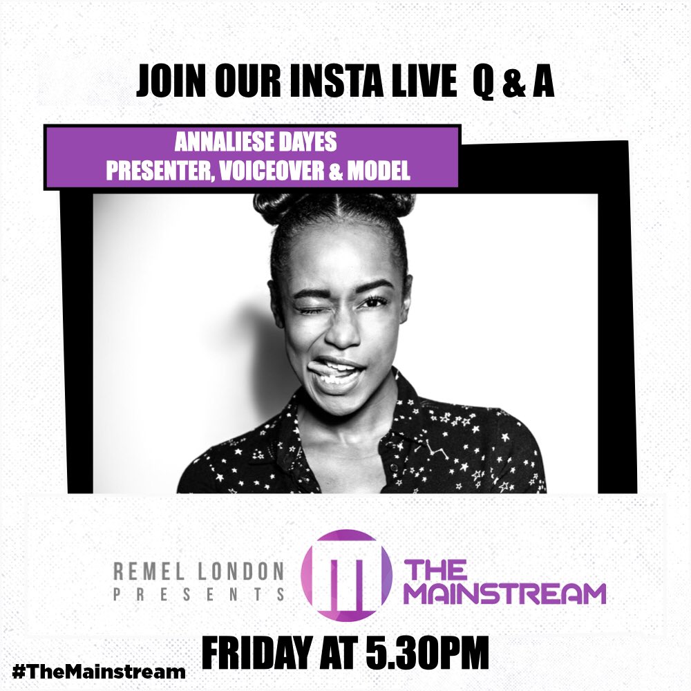 Yasss honey! Today I’ll be chatting with my fave fashionista, Presenter, Model and voice over artist <a href="/AnnalieseDayes/">Annaliese Dayes</a> for #TheMainstream live Q&amp;A at 5.30pm! Get your questions and your notepad ready for her top tips about the industry! 📝