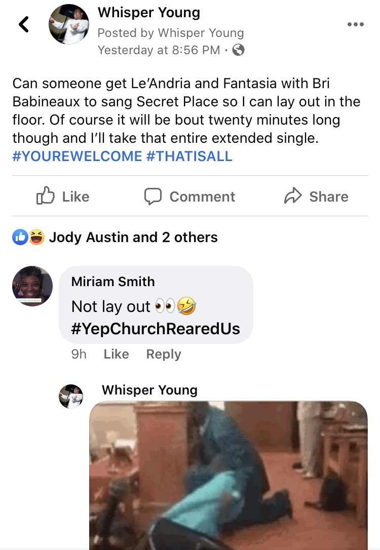 YounGoddess's tweet photo. ⁦@fantasiaBarrin0⁩ ⁦@LeAndriaJ⁩ ⁦@BriBabineaux⁩ Ijs. Imma get my church faint blanket and wait on y’all. https://t.co/9Dn157h7Ys