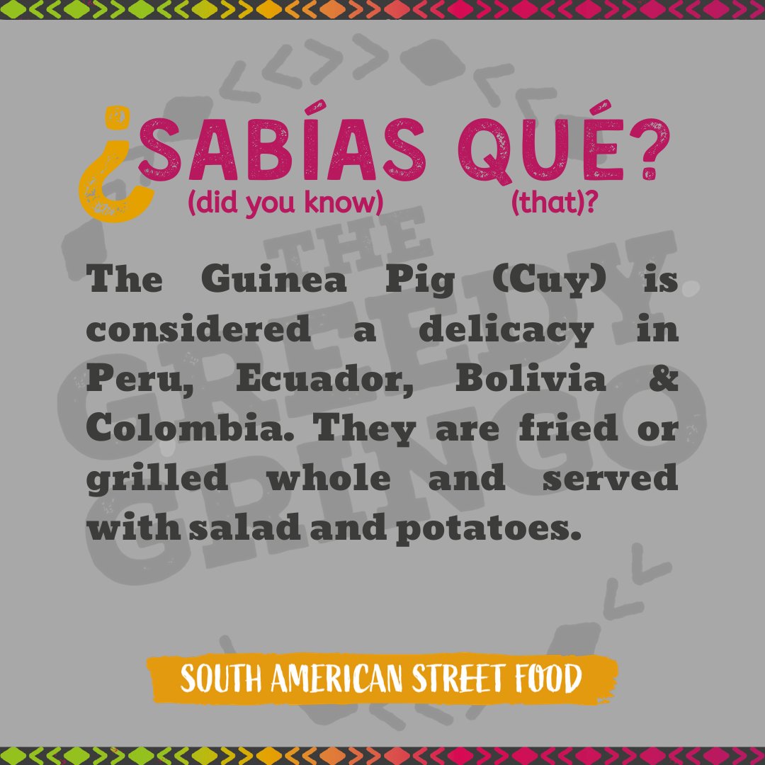 SABÍAS QUÉ? Maybe you already knew...tell the world below. #funfactfriday #getgreedy #elhecho #laverdad #greedygringo #southamericanstreetfood #southamerica #facts #fun