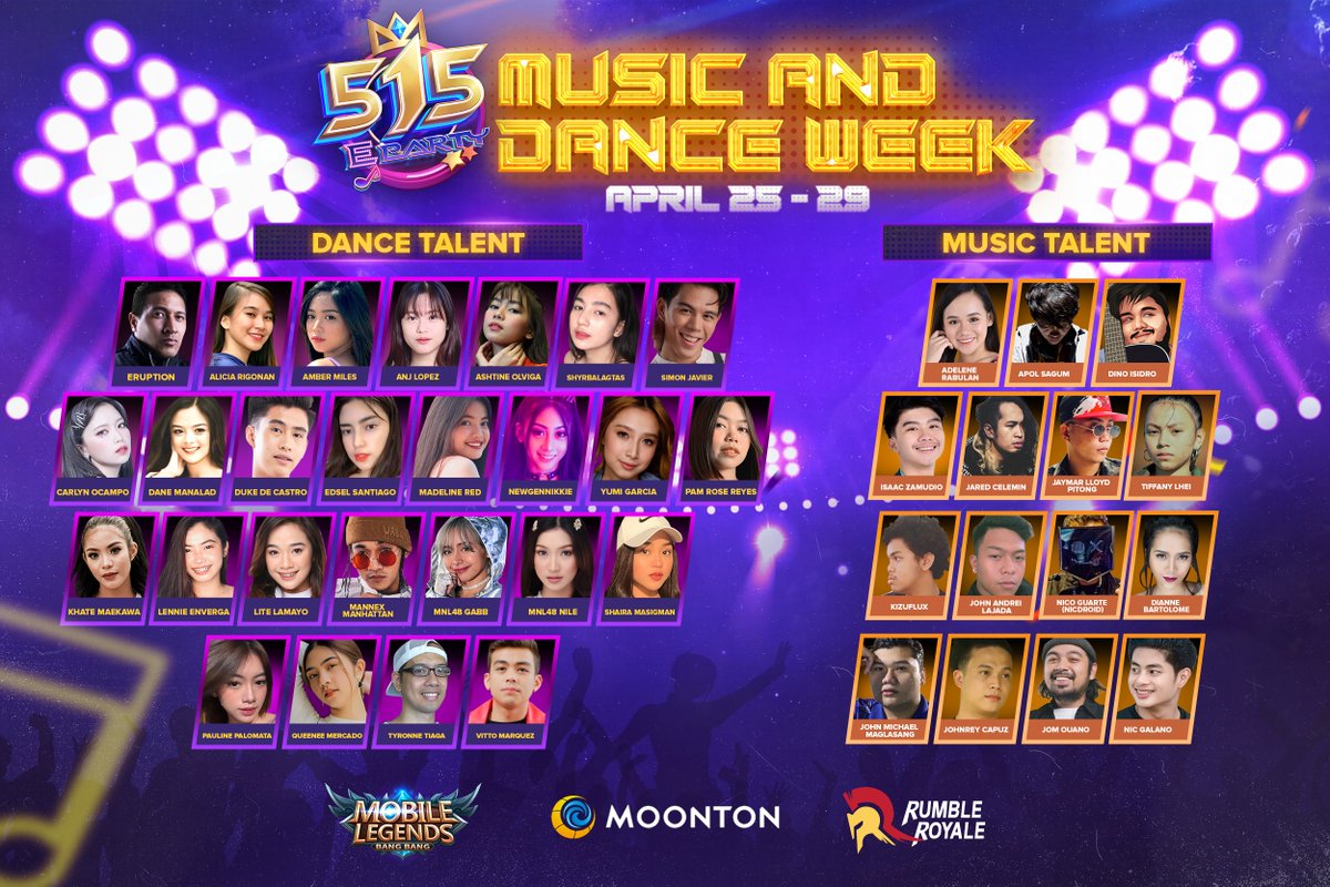 RumbleRoyalePH's tweet photo. MUSIC & DANCE WEEK NA MGA LODS! β οΈ
Abangan ang mga matinding cover nila #Eruption, #DinoIsidro at marami pang ibang talented #contentcreators gamit ang #PartyLegends Theme Song! π₯
Kita kits bukas!
Stay healthy, let's eparty, #REIGNSUPREME! π
#515eparty #515Dance #515Song https://t.co/wiYYenSFMm