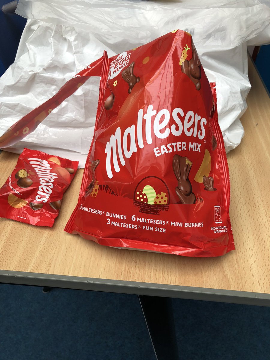 Thanks @denisehill40 for this little Friday treat for us today while making visors 😎 #youarethebest #chocolatefix @PeopleWhoCan @MonifiethHigh