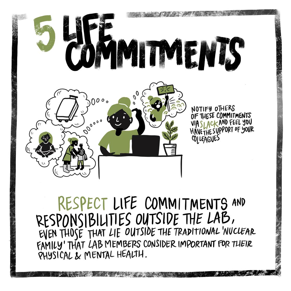 5. Making room for life commitments that are important to the mental and physical well-being of our lab members ...