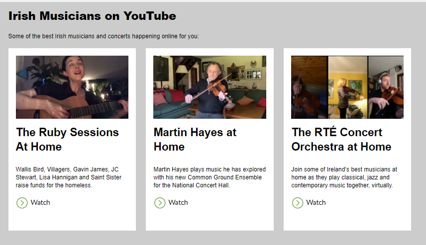 We've also enjoyed the RTÉ Concert Orchestra  @rte_co videos from their homes, as well as the amazing Martin Hayes performance for the  @NCH_Music, all on YouTube and on  https://dublin.epicchq.com/stay-at-home 