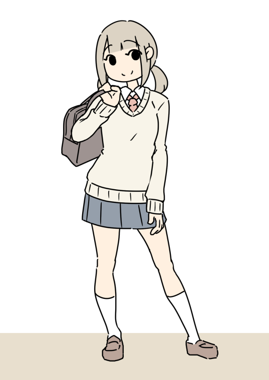 1girl flat color solo school uniform bag skirt socks  illustration images