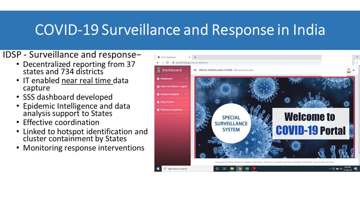 Director, National Centre for Disease Control, S. K. Singh gives a presentation on how surveillance is being used to gather epidemiological intelligence and take required measures accordingly  #IndiaFightsCorona