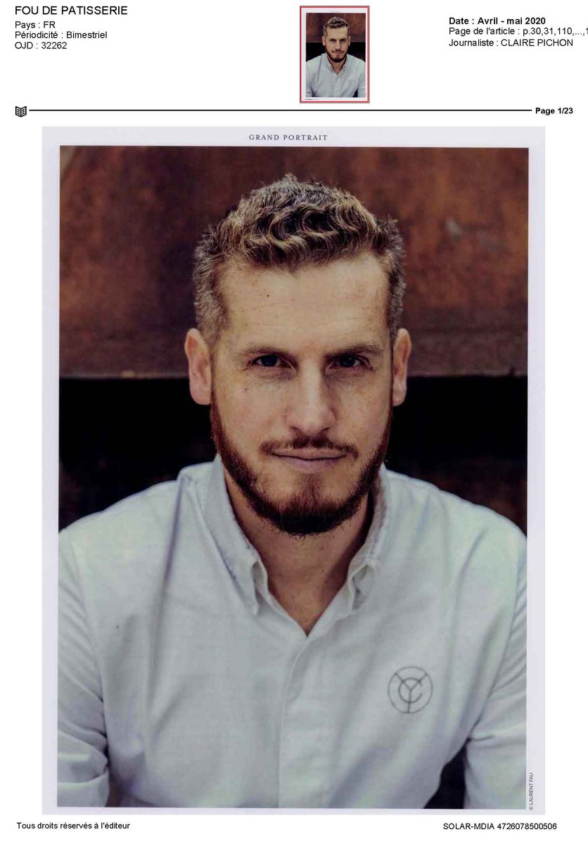 Très bel entretien du chef pâtissier "inclassable et surdoué" <a href="/YannCouvreur/">Yann Couvreur</a> à retrouver dans le dernier numéro de <a href="/FoudePatisserie/">Fou de Patisserie</a> ! Merci <a href="/Cpichon/">Claire Pichon</a> :)