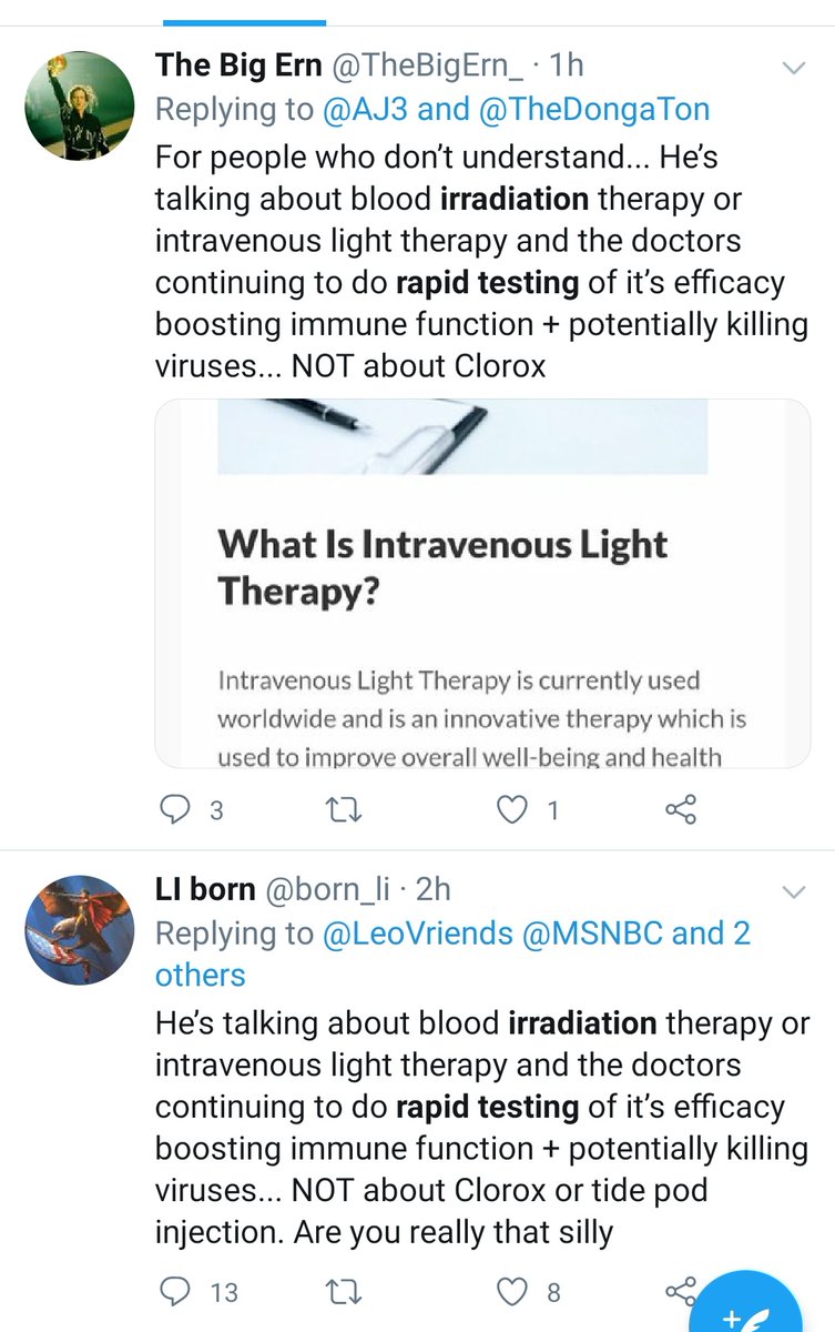 [Thread] 1/ Ahh the MAGA copy and paste crowd are trying to do damage limitation on Trump's disinfectant in lungs blunder. Look at all these near identical tweets. A hasty PR campaign, or sloppy Twitter usage? My hunch says the former...  #coronavirus  #Covid_19