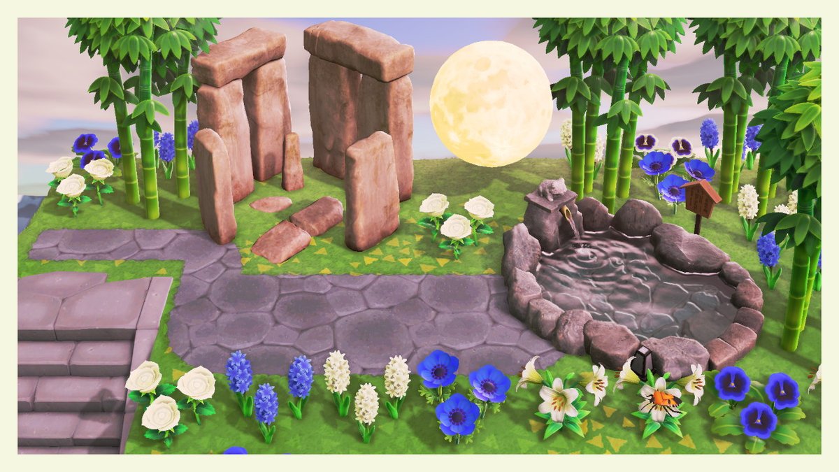 spookelaide's tweet photo. I'm a lil bit obsessed with the moon my sister gave me so I built a special garden for it #AnimalCrossing #ACNH https://t.co/IQMPmjfUR9