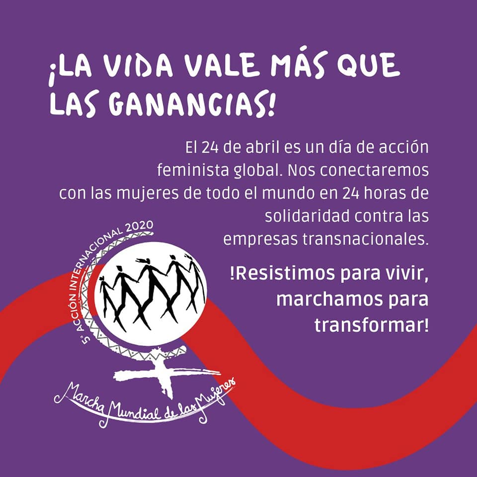 FoEint_es's tweet photo. @WorldMarchWomen @StopTNCimpunity @via_campesinaSP @atalc La economía feminista tiene mucho que guiarnos en tiempos de #COVID19: hay que poner la sustentabilidad de la vida en el centro de nuestras prácticas de resistencia y propuestas de transformación.

#24hSolidaridadFeminista contra las #transnacionales

#MarchaEnAcción2020 https://t.co/3Bkok1cUit