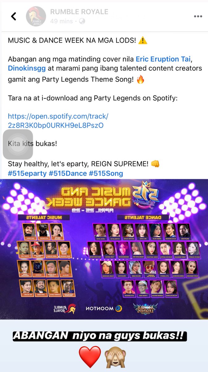 lite_lamayo's tweet photo. yey eto na sya!!! get ready everyone!!! bukas na ang start upload neto β€οΈπ ABANGAN niyo na po πβ€οΈ #515EParty #MusicDanceWeek #GameOnEPartyOn #stayhealthyletseparty https://t.co/LACXEhODx1