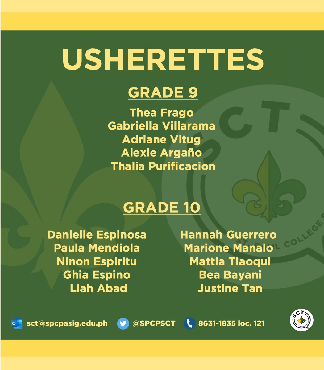 SPCPSCT's tweet photo. The wait is over! We are pleased to present the SCT Working Committees for S.Y. 2020-2021 💚💛 We can’t wait to work with all of you and serve the student body with your help!

We would also like to thank everyone who expressed their interest to be part of this endeavor. 🌟 https://t.co/lonOoaOuXq