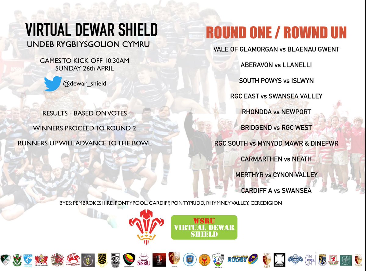 Virtual Dewar Shield Round One. Games will kick off Sunday 1030am on this Twitter account. Good luck to all Districts #VirtualDewarShield