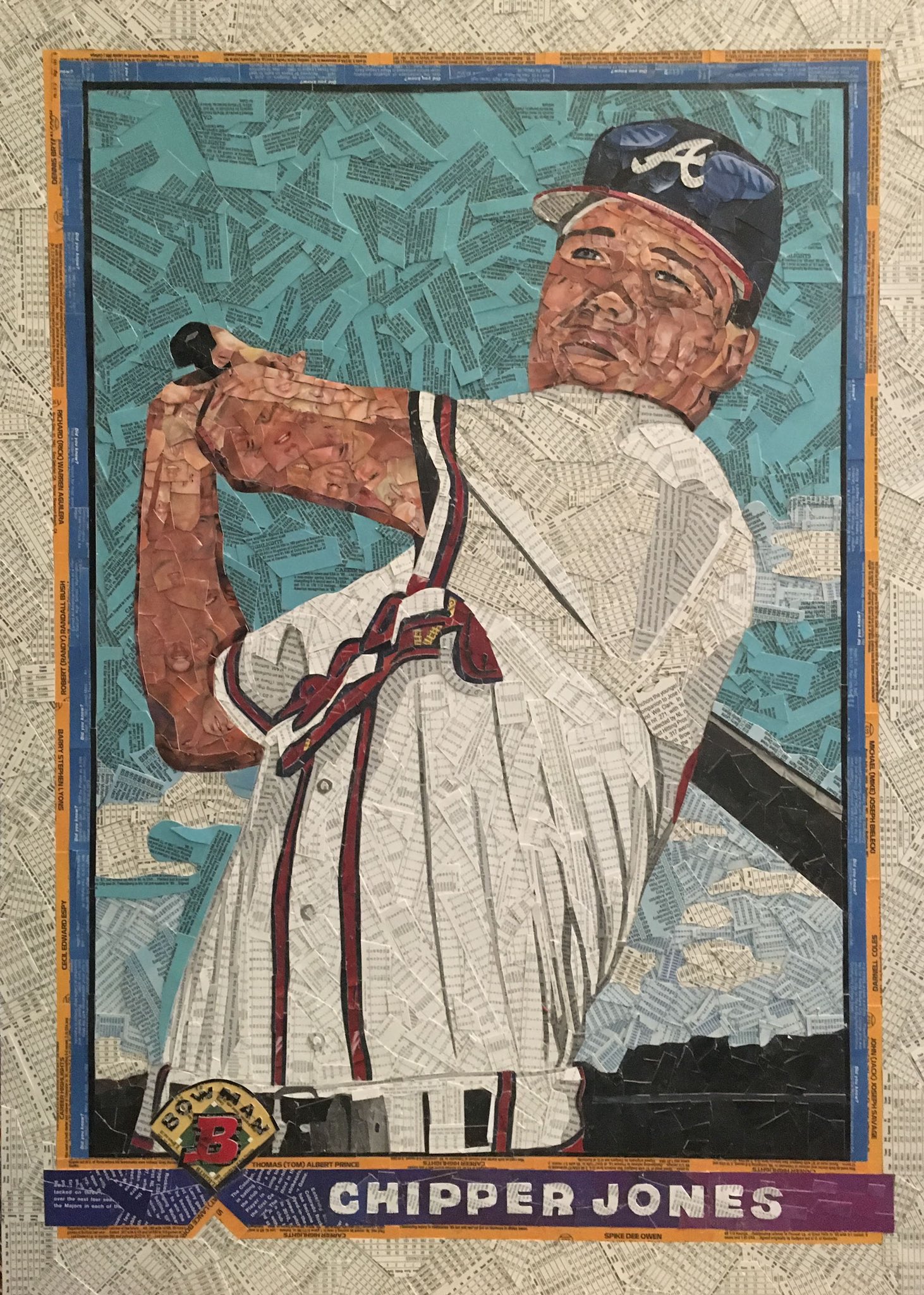 Happy Birthday, Chipper Jones!

Here is the legend s 1991 Bowman RC, made from cut common baseball cards. 