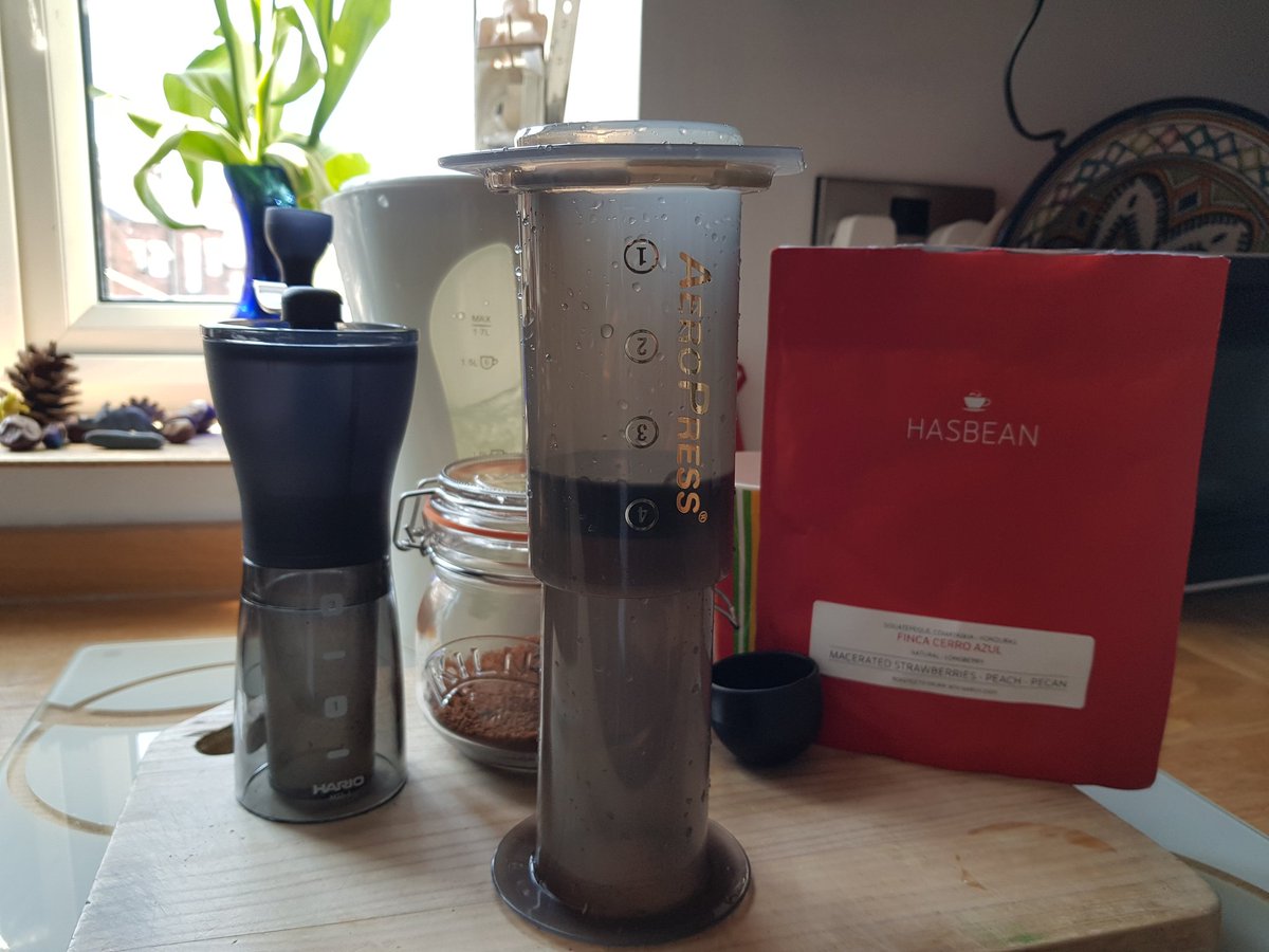 Home coffee making. Rather converted to bean grinding! Coffee still my small pleasure (gallons later...). Even more so in these times; my 'essential' luxury. This @hasbean is glorious. Glad to support @tampercoffee, & look forward to visiting it again, Union St & @UpshotEspresso